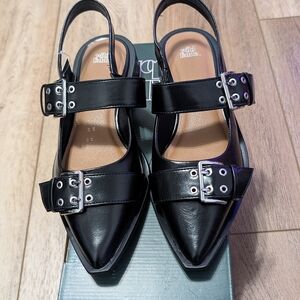 wild fable Black Pointed Buckle Slingback Sandals